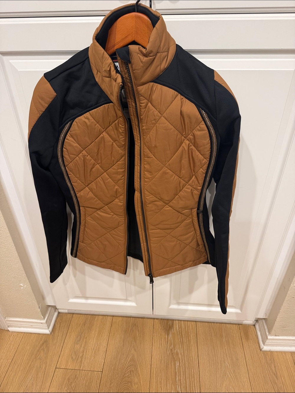 Alp N Rock Quilted Tan and Black Bomber Jacket
